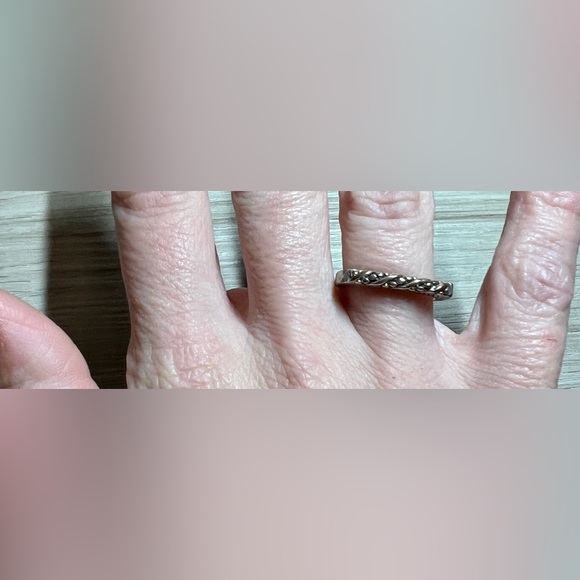 Designer Signed PD Sterling Silver Tall Flat Stacking Ring, Size 6, 2.7g - Picture 9 of 12